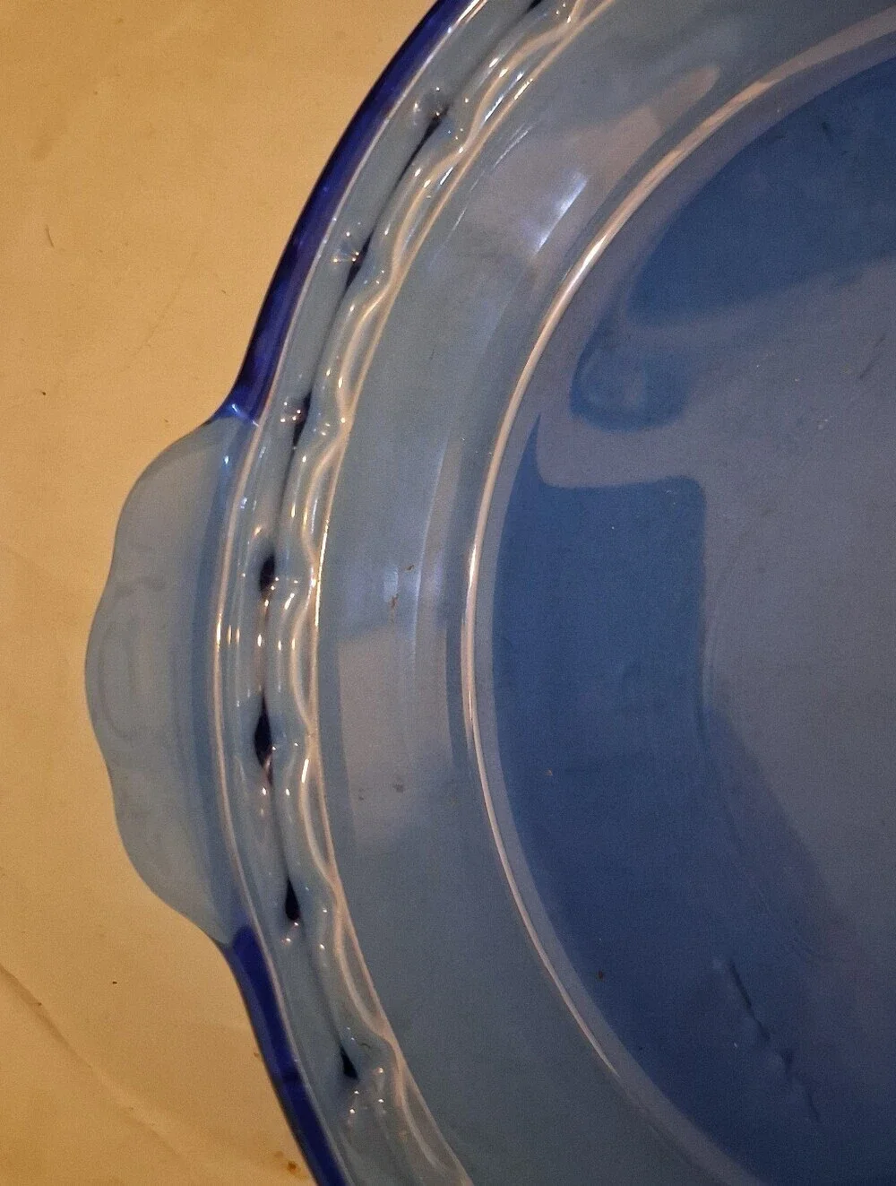 Vintage Pyrex #229 Fluted Deep Dish Pie Pan 9.5” Cobalt Blue Glass